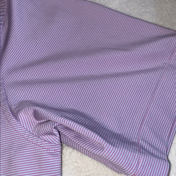 Peter Millar Summer Comfort performance polo pink blue micro stripe Sz M - Picture 5 of 8